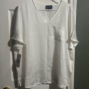 Elegant White V-Neck Women's Tee